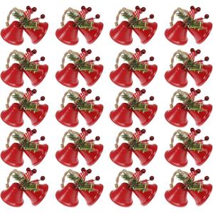 Tinsow 20 Pcs Red Christmas Bells, Tree Hanging Ornament Metal Jingle Bells for Christmas Holiday Decoration (20, Red)