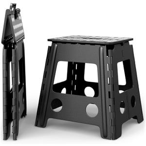 Versatile Folding Step Stool 15.7 in - Foldable Step Stool for Kids, Home, Camping, and Office - Lightweight, Sturdy, and Portable Foldable Stool, for Outdoors and Indoor Fun MOJO VENTURES (Black)