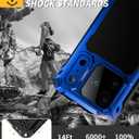 Lanhiem for iPhone 17 Pro Metal Case with Kickstand, Compatible with MagSafe, Built in Tempered Glass Screen Protector, Heavy Duty Shockproof Rugged Phone Cases, Full Body Tough Cover 6.3"(Blue)