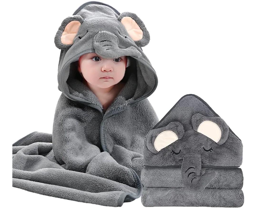 Spotted Play 3 Pack Hooded Baby Towels - 100% Muslin Cotton for Newborns, Infants, Toddlers - Large 32x32Inch Size - Highly Absorbent and Essential for Newborn Care, Green and Grey