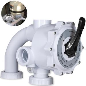 Replacement for 261055 Multiport Valve for Triton And Quad D.E. Pool/Spa Filters, 2" Threaded Port, 7 1/2 Inch Centerline, White Side Mount Valve