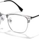 Blue Blocker Glasses for Men Metal Browline Computer Gaming Glasses Filter Blue Ray (Silver Metal/Gray Crystal TR90 Eyeglasses) (15208-grey)