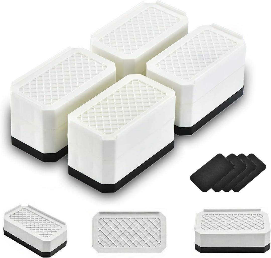 EclatBain Rectangle Bed Risers Furniture Risers Heavy-Duty Rectangular Adjustable Block Lift to 3 inches and 4.3 inches Desk, Sofa, Chair Legs, Support up to 4000 pounds WH-2