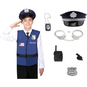 Matissa & Dad American Children's Police Officer Role Play Costume and accessory Set Kids Boys Girls (Small)