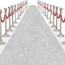 Glitter Carpet Runner for Party 2.6 X 30 ft Glitter Non-Woven Fabric, Carpet Rug for Event, Aisle Runway Runner for Wedding Ceremony, Movie Theme Party Decorations (Glitter Silver, 2.6FTx30FT)