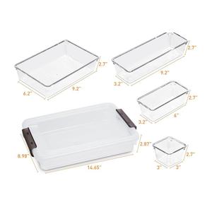 Citylife 4PCS Plastic Storage Bins with Organizer Tray, Stackable Clear File Box, Versatile Craft Storage for Office, Kitchen, Bathroom and School Supplies, 24-pack