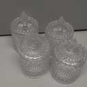 Aoriher 4 Pcs Crystal Glass Candy Jar Set with Lids Home Decorative Storage Jars for Apothecary, Bathroom, Kitchen, and Pantry, Ideal for Cotton Swabs and Jewelry(Medium,Clear)