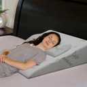 InteVision Extra Large Bed Wedge Pillow (33 x 30.5 x 7.5 inch) and Headrest Pillow in One Package - Help Relief from Acid Reflux, Post Surgery, Snoring - 2 inch Memory Foam Top