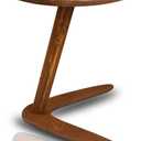 C-Shaped Handmade End Table, Side Table for Couches, Sofa Tables Slide Under Couch for Living Room, Over Couch TV Tray Table for Small Spaces (Large, Chestnut)