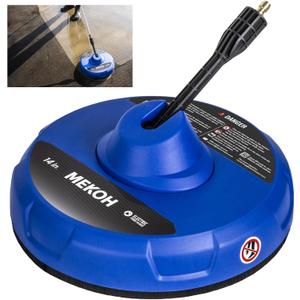 MEKOH 14 Electric Pressure Washer Surface Cleaner Attachment, 2500 PSI Universal Power Washer Accessories for Driveway Sidewalk Deck Patio Concrete Cleaning, 1/4" Quick-Connect, Dual Rotary Nozzles
