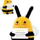 PinCute Bee Gifts Positive Crochet Animals: Valentine's Day Gifts for Women Friends Sister Mom Wife, Cute Funny Bee Dolls with Inspirational Support Cards Emotional Potato Room Decors (BEE Kind)