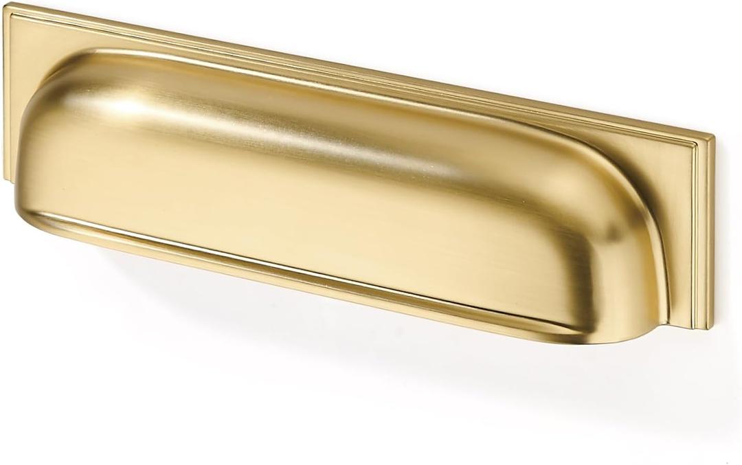SAILING 10 Pack Cabinet Cup Handle- 5"/128mm Champagne Bronze Cabinet Cup Pulls Cabinet Handles Kitchen Hardware Bathroom Living Room Drawer pulls (5" Hole Center - 10 Pcs)