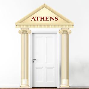 2 x 3PCS Greek Party Porch Banner Roman Pillar Door Decoration Ancient Greek-Column Sign Photo Backdrop Hanging Supplies for Wedding Birthday Medieval Renaissance Photos Booth Home Indoor Outdoor Decor