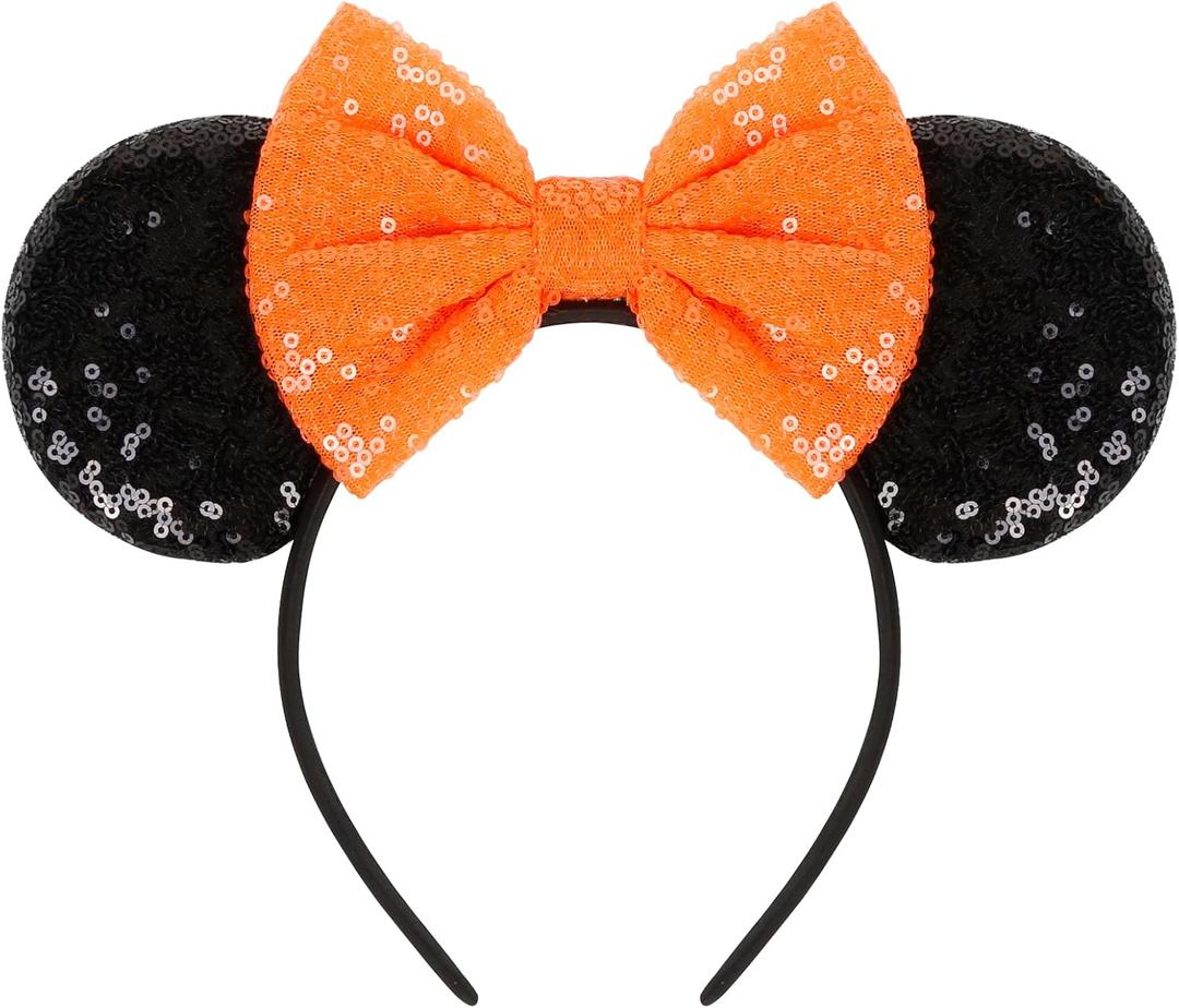 2 x WOVOWOVO Halloween Mouse Ears Headbands for Women Bow Mouse ear Headband Sequin Hairbands Cosplay Costume Hair Accessories