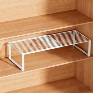 Multi-Functional Adjustable Metal Wire Shoe Rack Organizer - Stackable Shoe Storage for Closet, Extendable 15-24.4in, Retractable Entryway Shoe Cabinet Shelf (White, 1 Pack)
