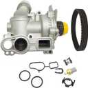 Aluminum Water Pump With Belt Compatible with for Audi A3 A4 TT For VW Tiguan Jetta Golf GTI Eos Beetle CC 2.0T TSI 06H121026AB, 06H121026AE, 1312460, 06H121026AF