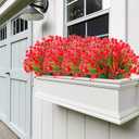 Artificial Flowers for Outdoors,20 Bundles UV Resistant Outdoor Fake Daffodil Flowers,Artificial Faux Plastic Outdoor Flowers Greenery Shrubs Plants for Indoor Outside Decor(Red)
