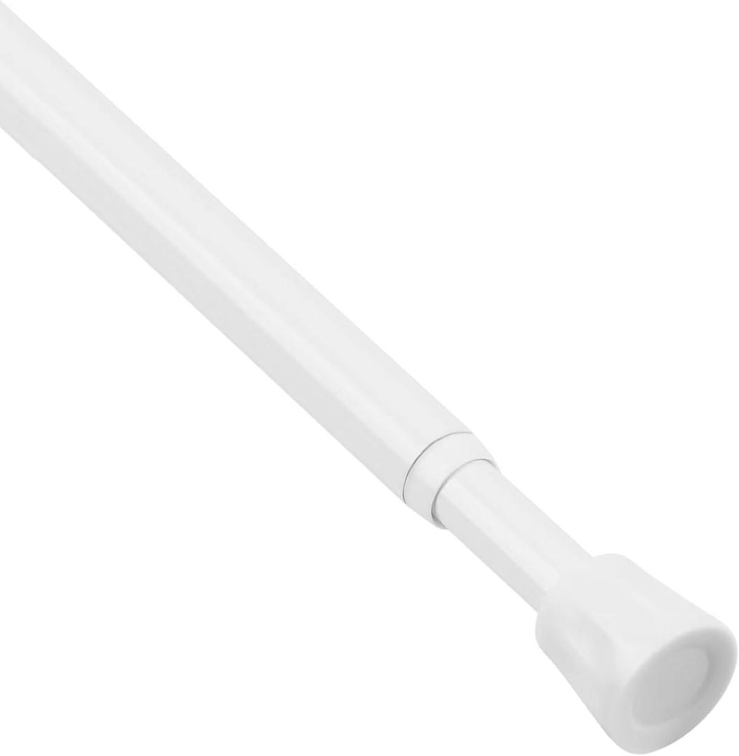TYRON 1Pcs White Tension Rod 18 to 28 Inch, Adjustable Small Tension Curtain Rod, Spring Loaded Curtain Rods for Window No Drill