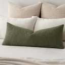 MIULEE Textured Boucle Throw Pillow Cover Olive Green Accent Solid Lumbar Pillow Case Spring Decorative Soft Pack of 1 Couch Cushion Chair Sofa Bedroom Livingroom Home Decor,36x14 Inch