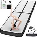 FBSPORT Inflatable Air Gymnastics Mat Training Mats 4/8 inches Thickness Gymnastics Tracks for Home Use/Training/Cheerleading/Yoga/Water with Pump (6.6ft*3.3ft*4in(2*1*0.1m), Black)