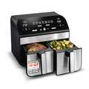 Gourmia Dual Basket Air Fryer - 10 Qt Large Capacity, FryForce360º, Digital Display with 7 Presets, Roast, Bake, Broil, Dehydrate, Match Cook, Sync Finish, Dishwasher Safe Accessories, Black