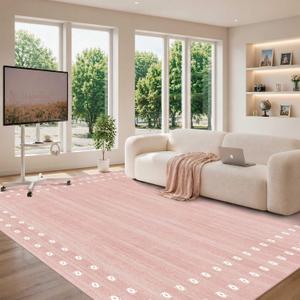 OHWPEAT Pink 6x9 Rugs for Living Room, Washable Area Rug for Girls Bedroom