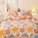 Pink Duvet Cover Twin, Fluffy Comforter Cover Set, Kawaii Bedding Sets for Girl Ultra Soft Cute Floral Bed Set for Kids (Flower, Twin)