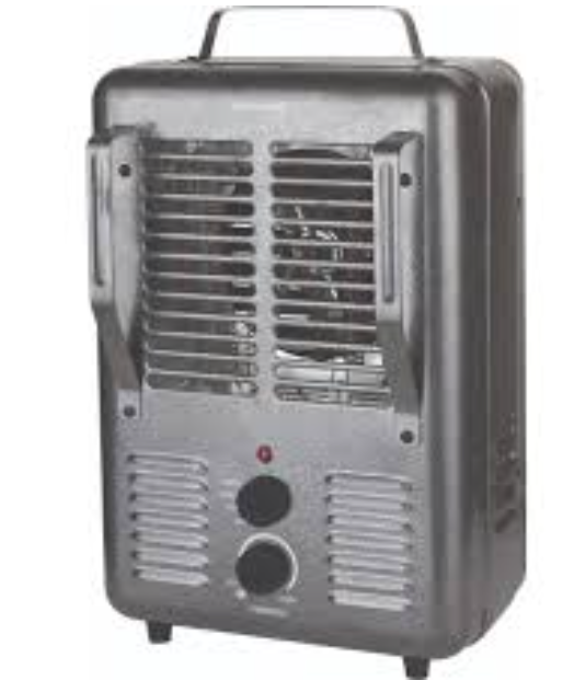 Comfort Zone 1500W Milkhouse Style Utility Space Heater – Portable Workshop & Garage Electric Heater with Adjustable Thermostat, 2 Heat Settings & Fan – All-Metal Housing & Safety Tip-Over Switch