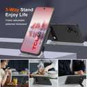 Compatible for TCL 60 SE 60SE 5G Phone Case with Glass Screen Protector, [3 Stand Ways] Metal Kickstand / Stand Silicone TPU Slim Fit Protective Cover Case for TCL 60 SE TCL 60SE 5G 2025 - Black