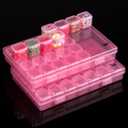 Mr. Pen- Bead Storage Containers, 28 Grids, 2 Pack, Transparent Pink, 160 pcs Label Stickers, Transparent, Small Bead Organizer Box, Diamond Art, Diamond Painting Organizer