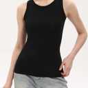 BQTQ 5 Pack Womens Crewneck Tank Tops High Neck Tank Tops Sleeveless Slim Fit Basic Tanks Top Ladies Undershirts (XXL)