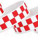 AllReal 600 Pcs Red Checkered Paper Wristbands Checks Wrist Bands for Events Neon Waterproof Paper Bracelets Adhesive Identification Hand Bands for Concerts Party