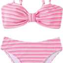 SOLY HUX Women's Bikini Sets Striped Bowknot Bathing Suits Spaghetti Strap Two Piece Swimsuit Smal
