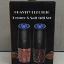 Rechargeable Pepper and Salt Grinder Set, whit Gravity Sensing Switch and LED Light, One Hand Automatic Operation -2 Pack/Black