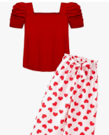 Arshiner Girls 2 Pieces Outfits Kids Square Neck Puff Sleeve Tops and Pants Set with Pockets 6-14 Years/140