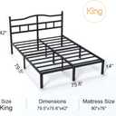 14 Inch King Size Bed Frame with Headboard, Heavy Duty Metal Platform Bed Frame King Size Mattress Foundation with Sturdy Steel Slats, Easy Assembly Noise Free