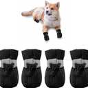 YAODHAOD Dog Shoes for Small Dogs, Puppy Dog Boots & Paw Protector for Winter Snowy Days, Anti-Slip Sole Dog Booties for Indoor Hardwood Floor 4PCS (Black,Size: 7)