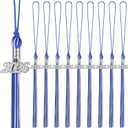 Chuangdi 10 Pieces 2026 Grad Graduation Tassels Graduation Cap Tassels with 2026 Charms Graduate Hat Decoration for School Party Favors(Blue and White, Silver)