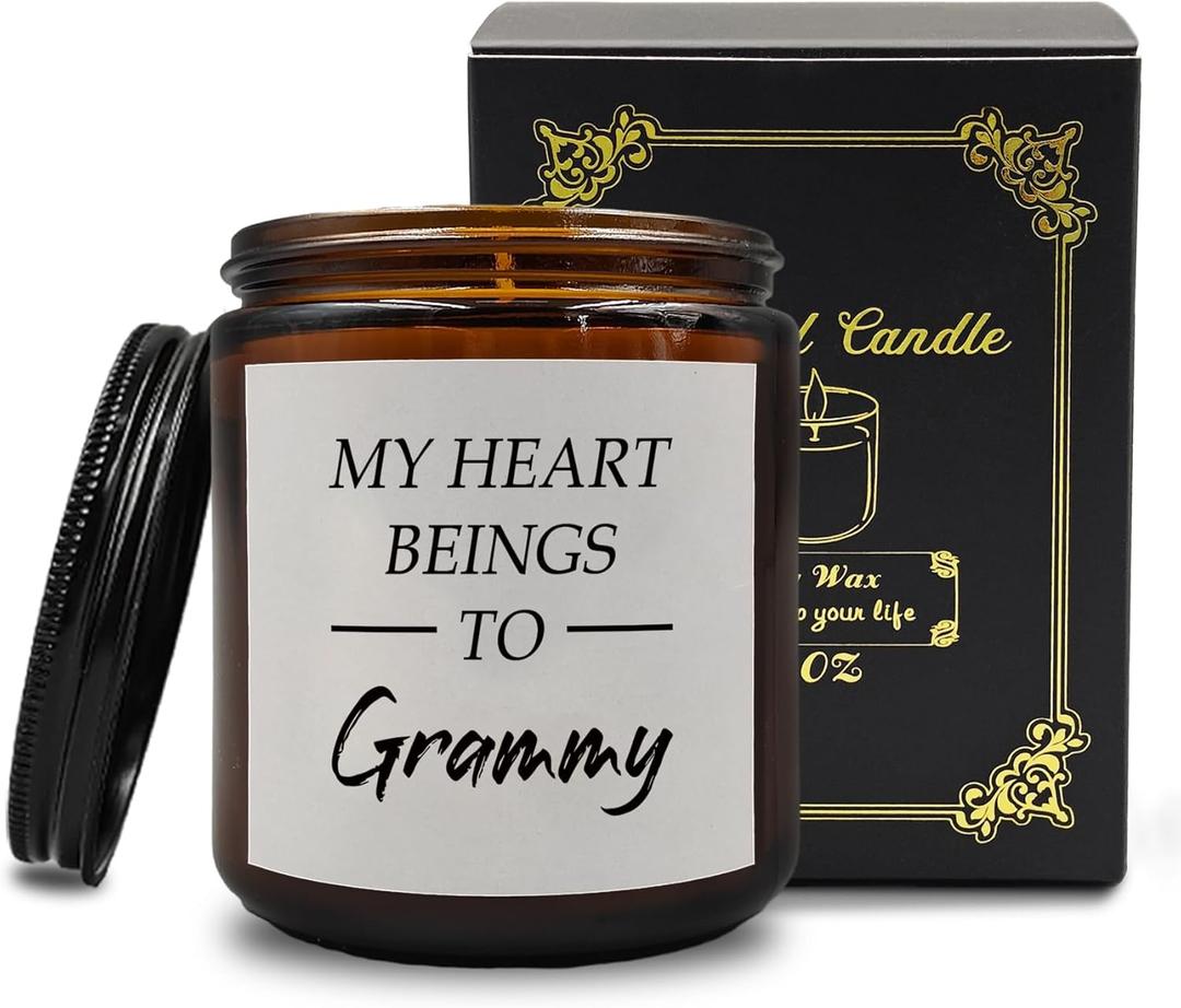 Grammy Gift Scented Candle, Gifts for Grammy, Grandma Candle, Gifts for Grandma Grandmother, Grandma Mother's Day Gifts from Grandkids, My Heart Belongs to Grammy Gifts Jar Candles Home Decor
