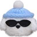 Plush Case Cover Compatible with Apple Airpods 4 Handmade Knitted Cartoon Creative Funny Cute Earbuds Headphone Cases (MJ-BG+Sky Blue,for Airpods 4)