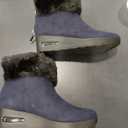 DKNY Womens Abri Faux Suede Faux Fur Booties Navy 5 Medium (B,M)