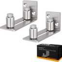 JUGREAT Stainless Steel Sliding Door Guides Floor Mount, Adjustable Roller Wall Mounted Floor Guide for Door Thick Up to 2 1/8 Inches, Flush Bottom Design (2 Pack) (Silver)