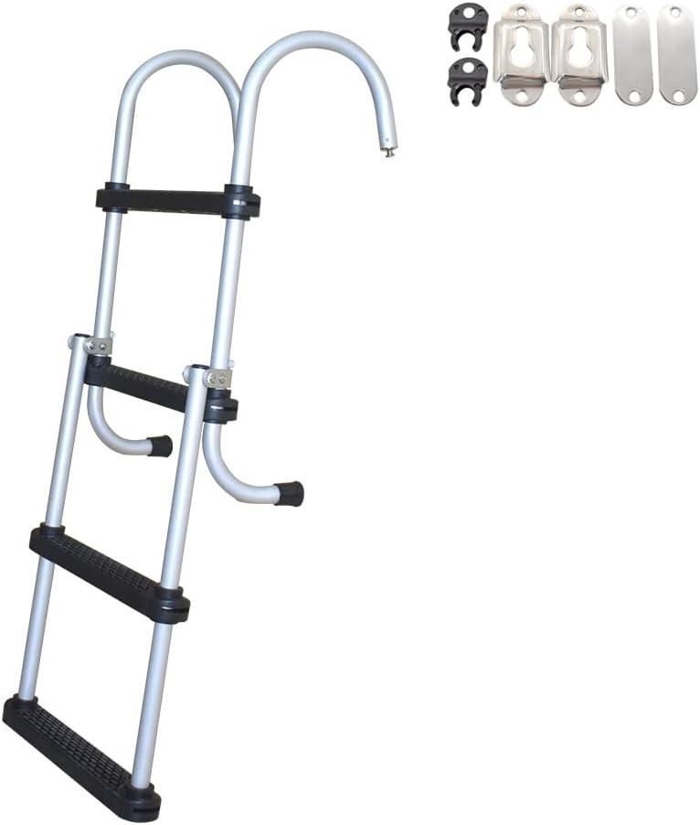 Made 4-Step Aluminum Folding Boat Ladder - Sturdy Aluminum Marine Stepladder - Removable Folding Design for Easy Storage - Ideal for Marine, Boats, Ships, Pantoon and Yachts