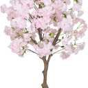 Artificial Cherry Blossom Tree, 6ft Pink White and Champagne Silk Flowers, Indoor Potted Plant, Faux Blossom Tree for Home Decor (Pink)
