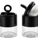 2Pcs 10g/0.34oz Black Mini Empty Refillable Loose Powder Box with Powder Puff Cap and Sifter DIY Cosmetic Foundation Powder Case Blusher Finishing Powder Jar Container for Makeup