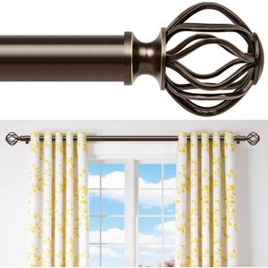 Bronze Curtain Rods for Windows 28-48Inch(2.3-4ft), Heavy Duty 1 Inch Adjustable Curtain Rod, Decorative Window Rods for Small Windows, Bedroom, Kitchen & Dining Room