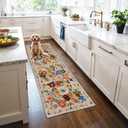 Runner Rug 2x6, Kitchen Rug Non Slip Washable Rugs with Rubber Backing Soft Floral Carpet Runner for Hallways, Kitchen, Laundry, Bedroom, Bathroom (2 x 6, Beige)