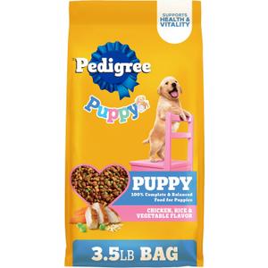 Pedigree Dry Puppy Food, Puppy Dry Food with Chicken, Rice, and Vegetable Flavor, 3.5 lb. Bag 3.5 Pound (Pack of 1)