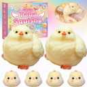 6Pcs Big Taba Squishy Fidget Toys-3.15in, Handmade Ultra Soft Chick Taba Squishy Kit, Cute Fidget Toys Silicone Squeeze Toys for Kids & Adults Stress ReliefChicken