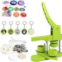 Button Maker Machine (4th Gen) FASTTOBUY Installation-Free 37mm 1.5 Inch Upgrade Badge Maker Pin Maker Press Machine with 405pcs Free Button Parts, Circle Cutter